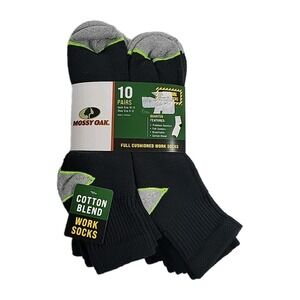 Mossy Oak‎ Work Socks Mens 10 Pack Black SOCK SIZE 10-13, BRAND NEW